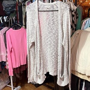 American Eagle Outfitters Light Gray Open Cardigan